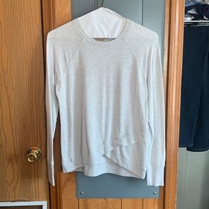 Gray Athleta lightweight asymmetric crew neck sweater